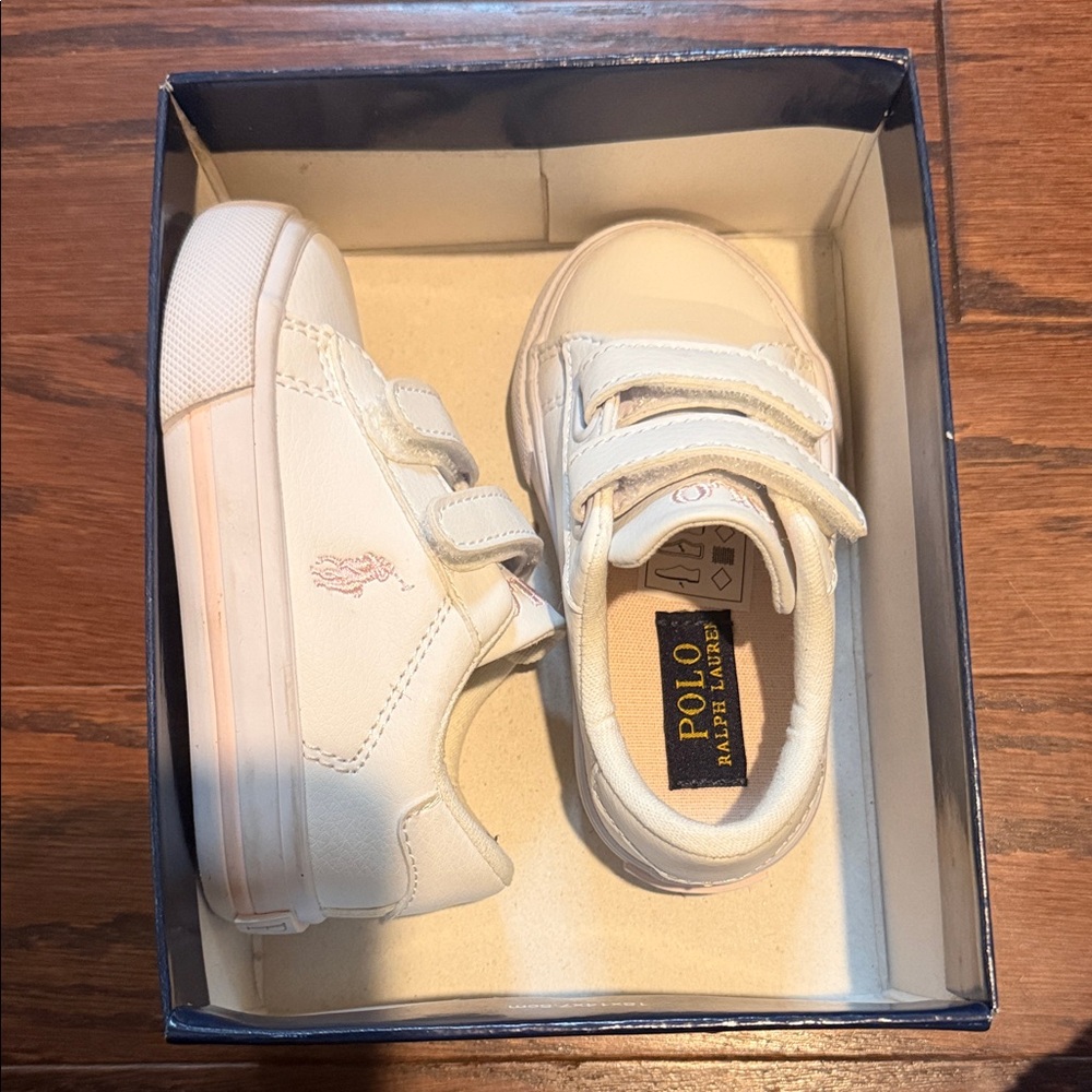 Polo Ralph Lauren Toddler baby White/pink baby girl shoes US Size 4.5